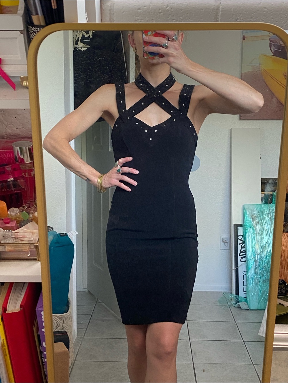 🖤 Super Gorgeous Strappy Vintage Mini Dress